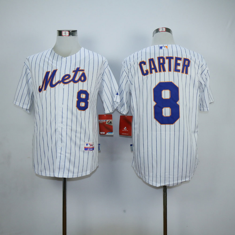 Men New York Mets 8 Carter White MLB Jerseys